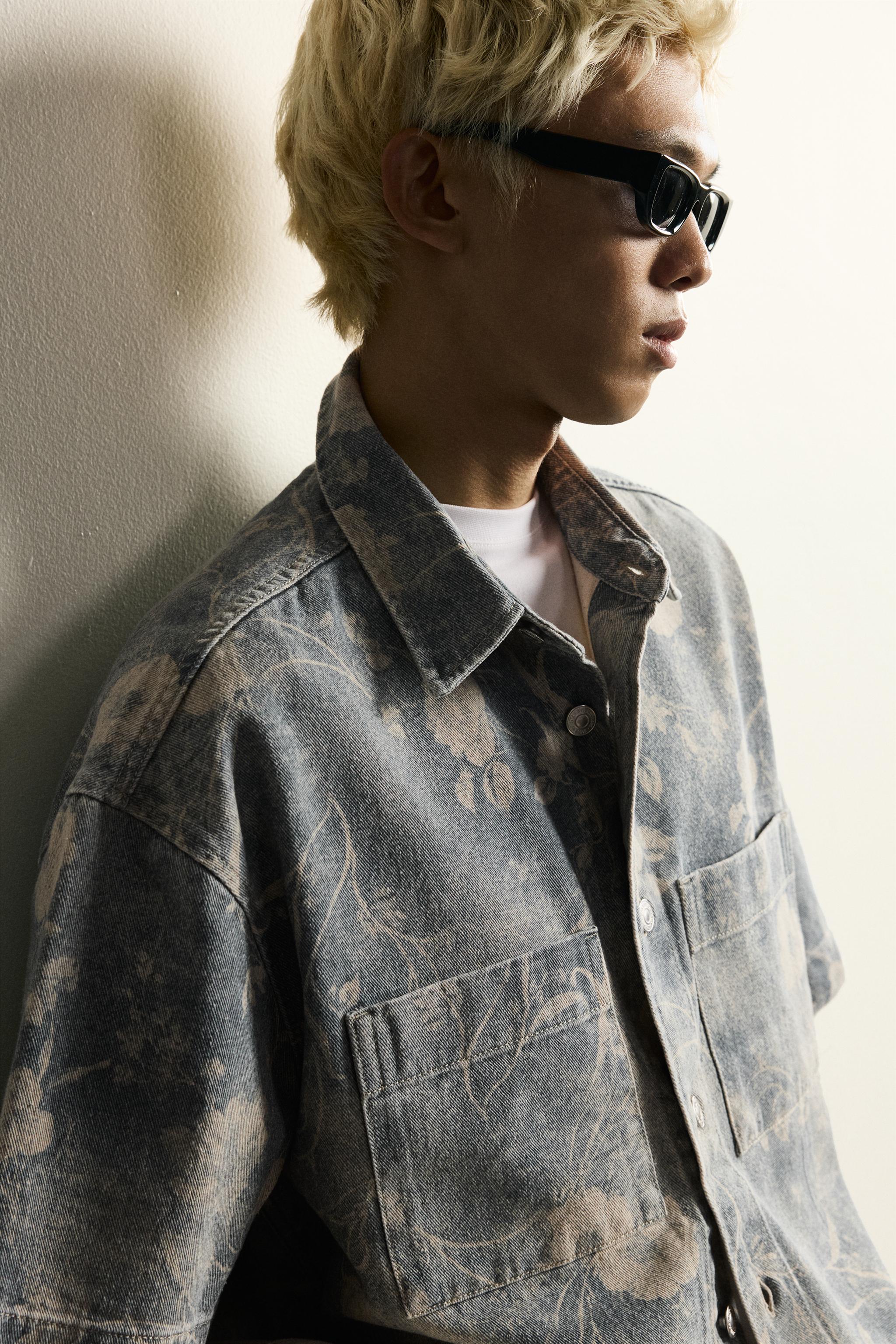 WASHED FLORAL PRINT RELAXED FIT SHIRT